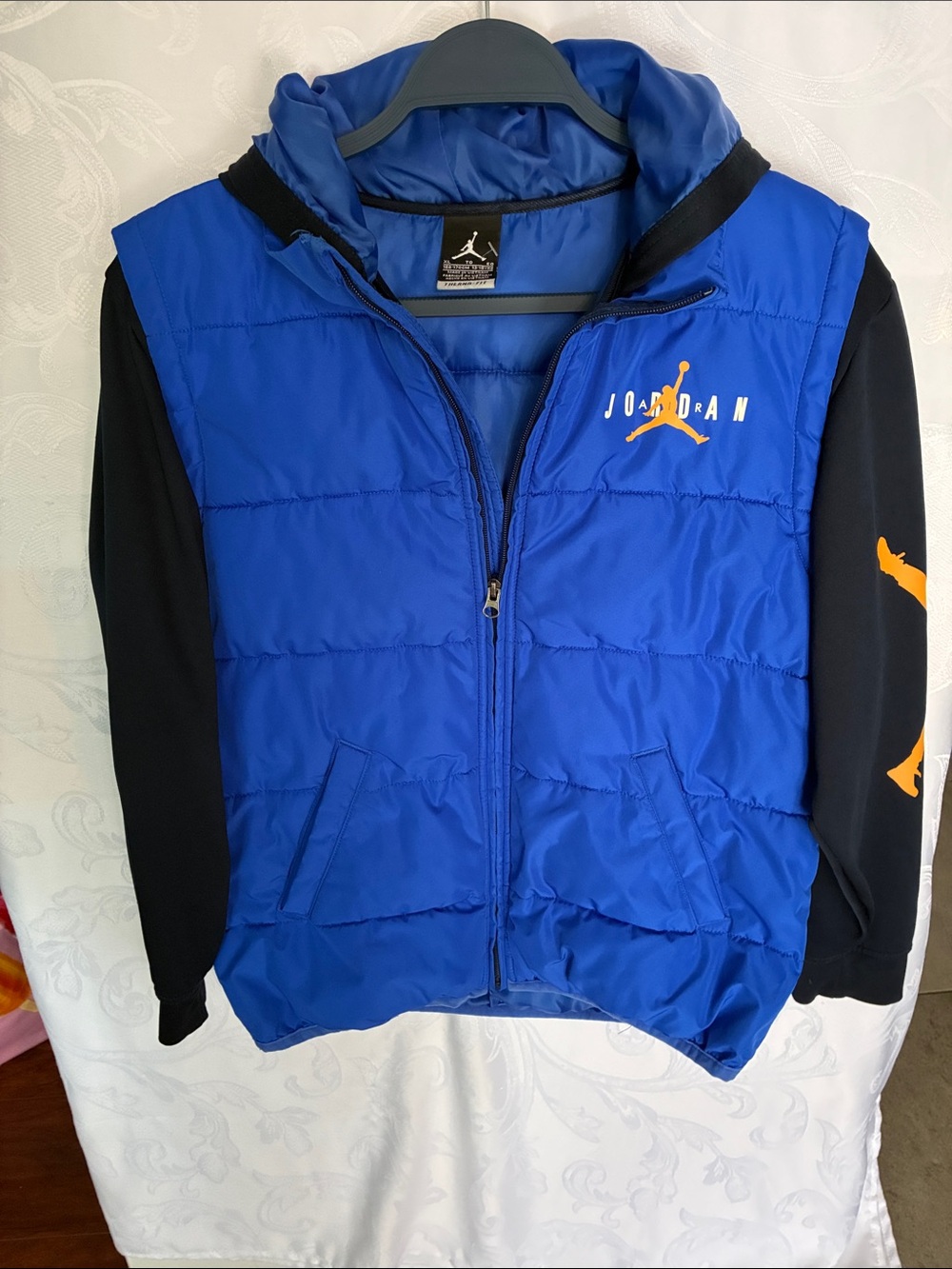 Jordan Blue Puffer Vest Jacket with Black Sleeves